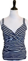 Lands End Tankini Swimsuit Top Sz 12 Long Navy Blue White Striped Underw... - £27.40 GBP