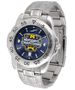 Michigan Wolverines National Champions Men Steel Sport AnoChrome Watch - £65.30 GBP