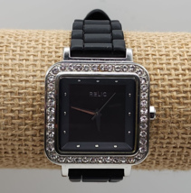 Women&#39;s Relic Silver Stainless Steel Rhinestone Rimmed Square Face Watch... - £30.42 GBP