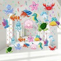 30 Pieces Sea Animals Hanging Swirl Decorations Under The Sea Birthday Party Cei - £13.61 GBP