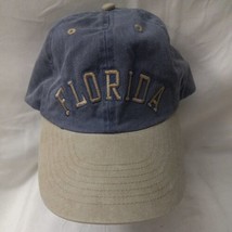 Florida Spellout Blue Tan Adjustable Cap Hat Hook and Loop Dad Slouch St... - $14.22
