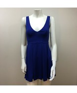 Tobi Women&#39;s Double Deep V-Neck Pleated A-Line Skater Dress Blue Size X-... - $254.02 MXN
