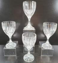 (4) Mikasa Park Lane Water Goblets Set Crystal Clear Cut Etched Rib Stemware Lot - £46.82 GBP