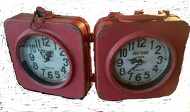 Vintage Old Town Clock 67 Bailey St. Red Double Face Rare Steam Punk Usa - £23.73 GBP