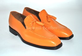 Men Handmade Yellow leather Tassels Loafers Shoes Leather Dress Shoes for Men - £136.68 GBP+