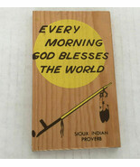 vintage small wood proverb sign plaque every morning god blesses the world  - $19.75