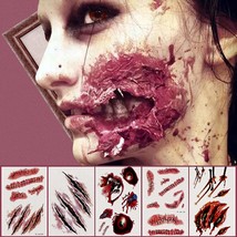 3D Zombie Scar Tattoos Fake Scars Bloody Costume Makeup Halloween Decoration Hor - £18.68 GBP