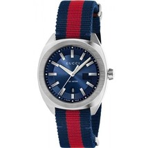 Gucci GG2570 Blue Dial Blue and Red Nylon Men&#39;s Watch YA142304 - £472.59 GBP