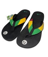 Sanuk Flip Flops Mens Rasta Black Comfort Sandals Slippers Block Party Y... - £47.75 GBP