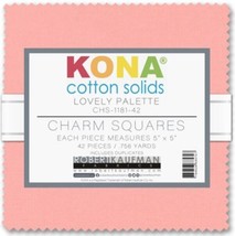5&quot; Charm Pack Squares - Kona Cotton Solids Lovely Palette Fabric Precuts M520.32 - £8.66 GBP