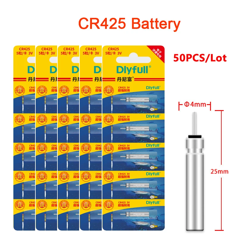 50pcs/Lot CR425 Battery Fishing Floats 3V Pin Lithium Cells Electric LED Night L - $44.10