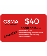 AT&amp;T Network $40 Plan 30GB 5G Unlimited Minutes/Text 3 MONTHS Included+S... - £91.32 GBP