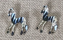 Vintage Metal Enamel Zebra Brooch Set Pins Novelty Animal Jewelry AS IS ... - $9.90