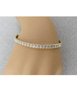 SUN Sterling Silver Bangle Bracelet Clear Stones Gold Vermeil 7.75&quot; Desi... - £38.54 GBP