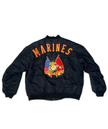 Vintage MA-1 Marines Sz XL Black Bomber Flight Nylon Jacket Military Patch Flaws - $2,596.42 MXN