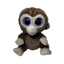 Beanie Boos TY -COCONUT 6” Brown Monkey Plush Big Purple Glittery Eyes - £7.10 GBP