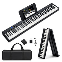 Costway 88-Key Folding Electric Piano Keyboard Semi Weighted Full Size MIDI - £172.28 GBP