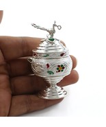 Real Silver Honey Container Enamel peacock design Dibbi for Red Book Remedy - €95,81 EUR