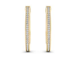 10K Yellow Gold 0.15 Ct Diamond Hoop Earrings Real Solid Hooks - £223.81 GBP