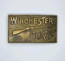 Vintage Winchester Rifle Repeating Arms Brass Belt Buckle - New Haven Conn. - $14.84