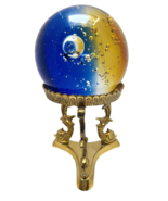 Murano Mid Century Glass 5in Orb Controlled Bubble Ball on Brass Stand B... - £73.72 GBP