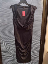 Suzanne Betro Ruched Sides Dark Blue Sleeveless Dress Size Small Zipper  - $120.00
