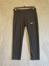 Nike Dri-Fit Women&#39;s Running Cropped Leggings Black with Drawstring Small - $12.62