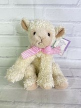 VTG 1998 Mary Meyer Popcorn Lamb Sheep Plush Stuffed Animal Toy Gingham Pink Bow - £41.55 GBP