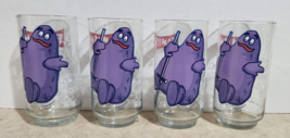 Set Of 4 Grimace Mc Donal Ds Action Series Collectible Drinking Glass Vintage 1977 - £31.35 GBP