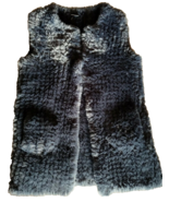 Love Token Faux Fur Vest Womens S Indigo Blue Retro 70s Gilet Sleeveless... - €37,64 EUR