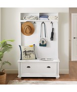 Coastal Hall Tree Bench w/ Shoe Storage &amp; Shelves - White - $228.99