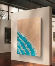 Waves Abstract Texture Art painting  3d Handmade Acrylic 10x8(inch) - $32.73