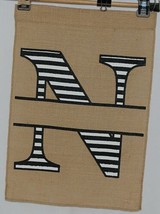 Kate Winston Brand Brown Burlap Monogram Black White N Garden Flag - $14.99
