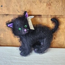 Russ Scratches Black Cat Green Eyes 10” Stuffed Plush Halloween Kitty Toy Kitten - $46.75