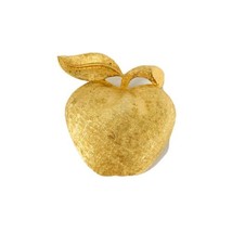 Vintage Coro Brushed Ornate Textured Gold Tone Apple Fruit Brooch Pin 1 ... - $234.16 MXN
