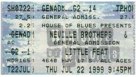 The Neville Brothers Ticket Stub Juillet 22 1999 Nord Myrte Plage South Carolina - £35.65 GBP