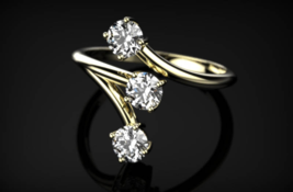 1ct Round Cut VVS1 Diamond Engagement Ring 14ct Yellow Gold Over Trilogy Bypass - £88.48 GBP