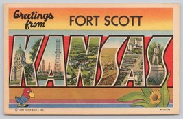 Postcard Greetings From Fort Scott Kansas Large Letter Curt Teich - £4.97 GBP