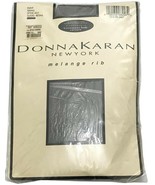 Donna Karan Melange Rib Pantyhose Tights Flint Gray Vintage 1994 A01 - $28.18 CAD