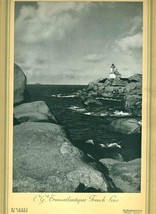 French Line Menu 1950 Ile de France Cover of Ploumanach Lighthouse - $17.87