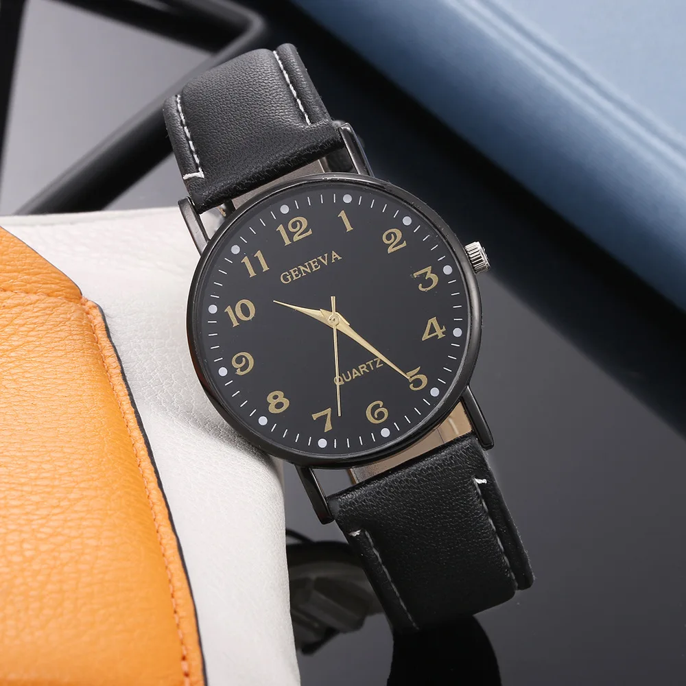 Fashion Luxury Watches for Men Top Brand Round Leather Strap Belt Quartz... - $14.60