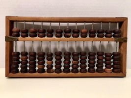Vintage Chinese Wooden Abacus 13 Rods 91 Beads Brass Joints Handmade Cal... - £27.37 GBP