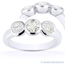 Forever One D-E-F Round Cut Moissanite 3-Stone Engagement Ring in 14k White Gold - £689.03 GBP+