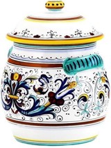 Biscotti Jar Vase RICCO Deruta Majolica Royal Blue Yellow Gold Emerald G... - $389.00