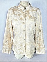 Belongings women&#39;s Medium L/S yellow WHITE EMBROIDERED button down jacke... - $10.68