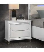 Glamorous Pearl White Modern Nightstand, Drawers, Acrylic Legs, Storage - $13,688.34 MXN