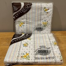 2 New Old Stock Vtg THOMASTON No Iron Sheet Flat &amp; Fitted Floral USA DOU... - €29,65 EUR