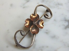 Womens Vintage Estate Sterling Silver Flower Brooch 6.8g E5091 - $39.60