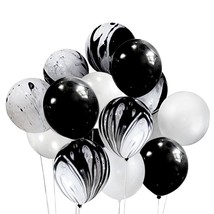 50 Pcs 12 Inches Black And White Balloons, Black Marble Balloons, Tie Dye Swirl  - £30.32 GBP
