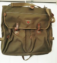 VTG GH BASS CO Canvas Garment Travel Bag Suiter Folding Green Strap Hangtag RARE - £154.71 GBP